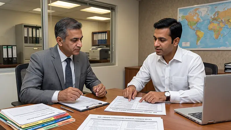 ISO 9001 audit process at a freight forwarding company in Pakistan reviewing SOPs and documentation